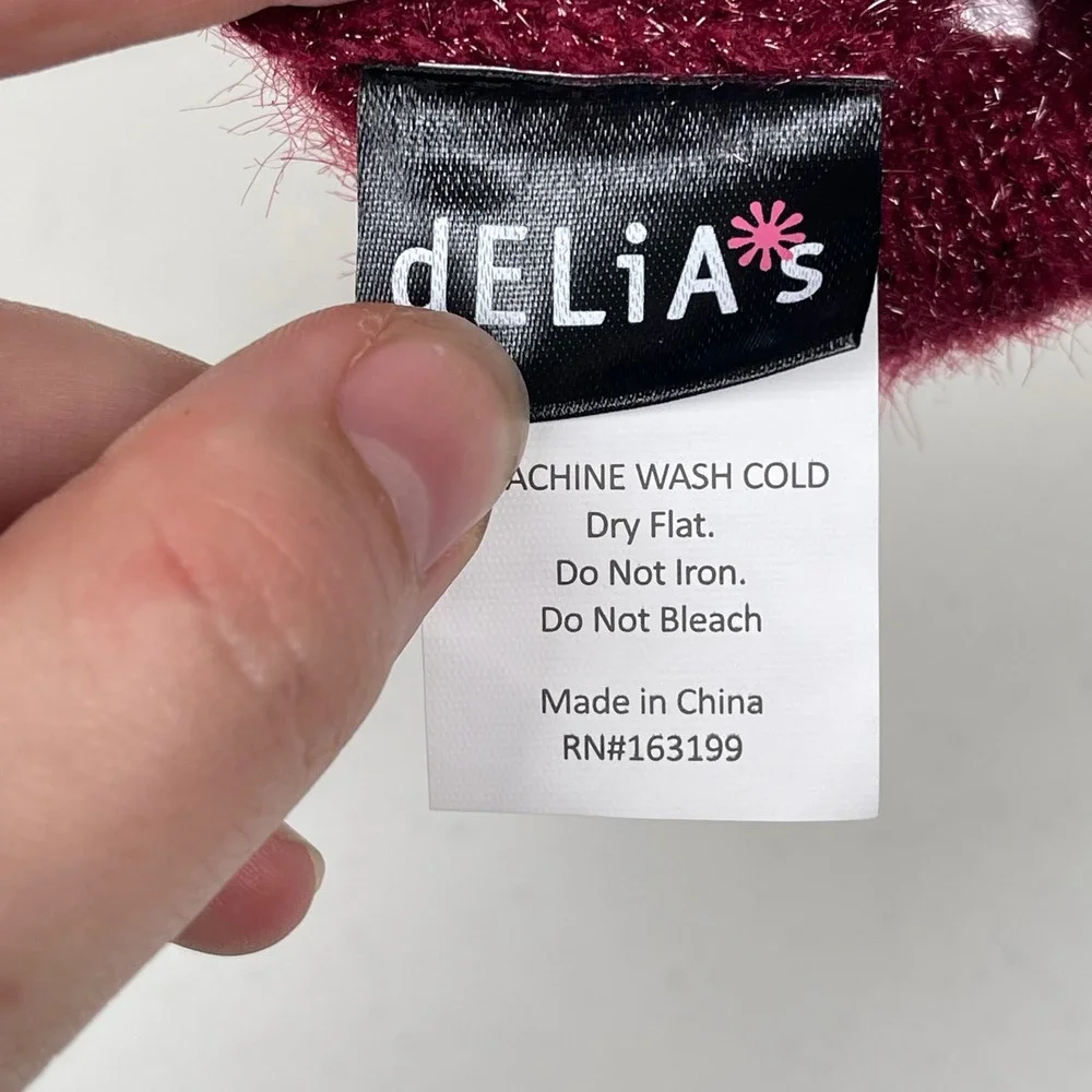 Delias Womens Arm Warmers Red Star Applique Knit One Size Y2K Skater Grunge‎